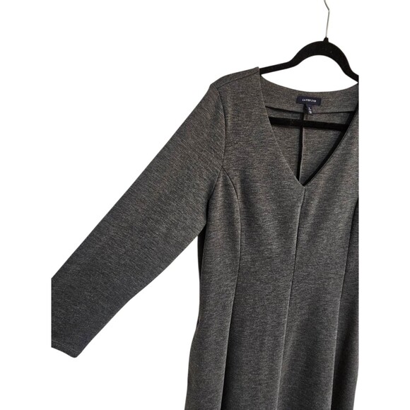 Lands End Womens Large 14-16 Fit & Flare Dress VNeck Gray Business Workwear - Picture 8 of 8